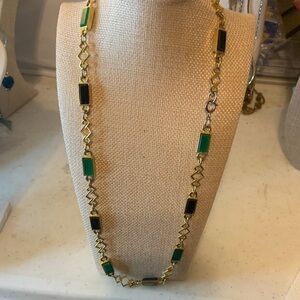 Elegant Gold Black and Green Necklace